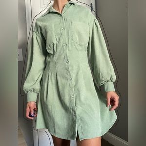 Safe green long sleeve flannel dress